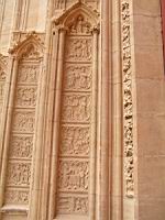 Lyon, Cathedrale Saint Jean, Portail, Porche central, Ebrasement, Plaques decorees (09)